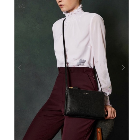 ted baker maceyy leather double zip cross body bag black